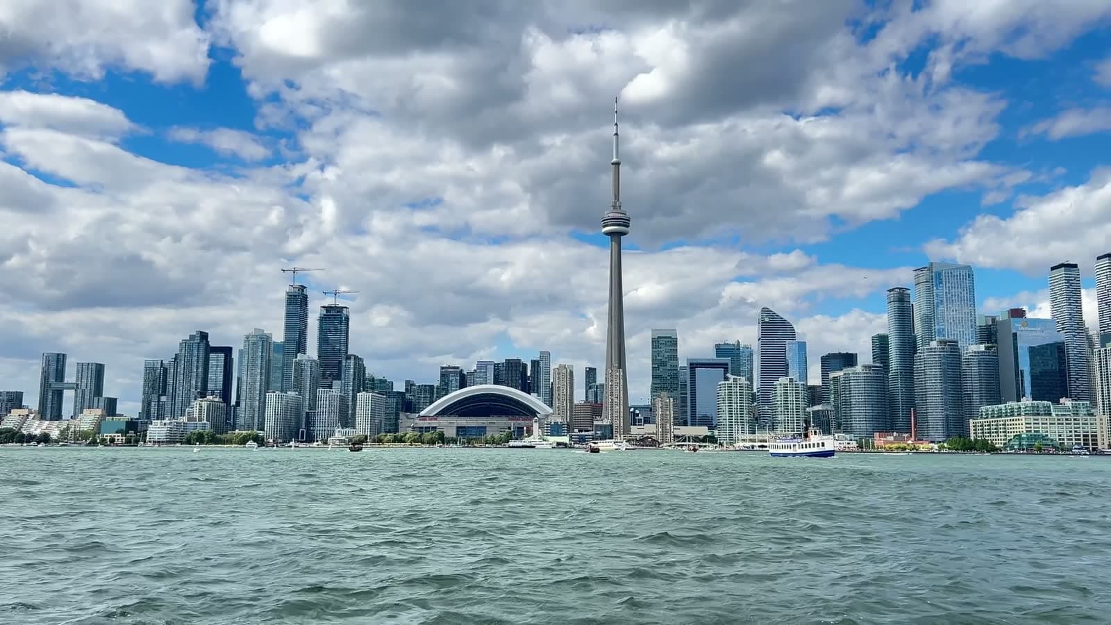 Toronto skyline with the CN Tower, seen from Lake Ontario